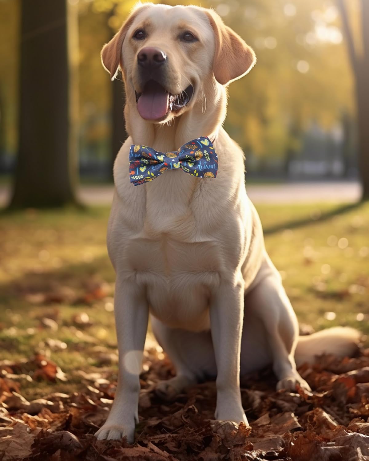 PET SHOW 10 Pack Fall Big Dog Bow Ties for Large Medium Dogs Sliding Collar Attachments Autumn Bowties Pumpkin Maple Leaf Bowknots Holiday Party Pet Grooming Accessories(Large)