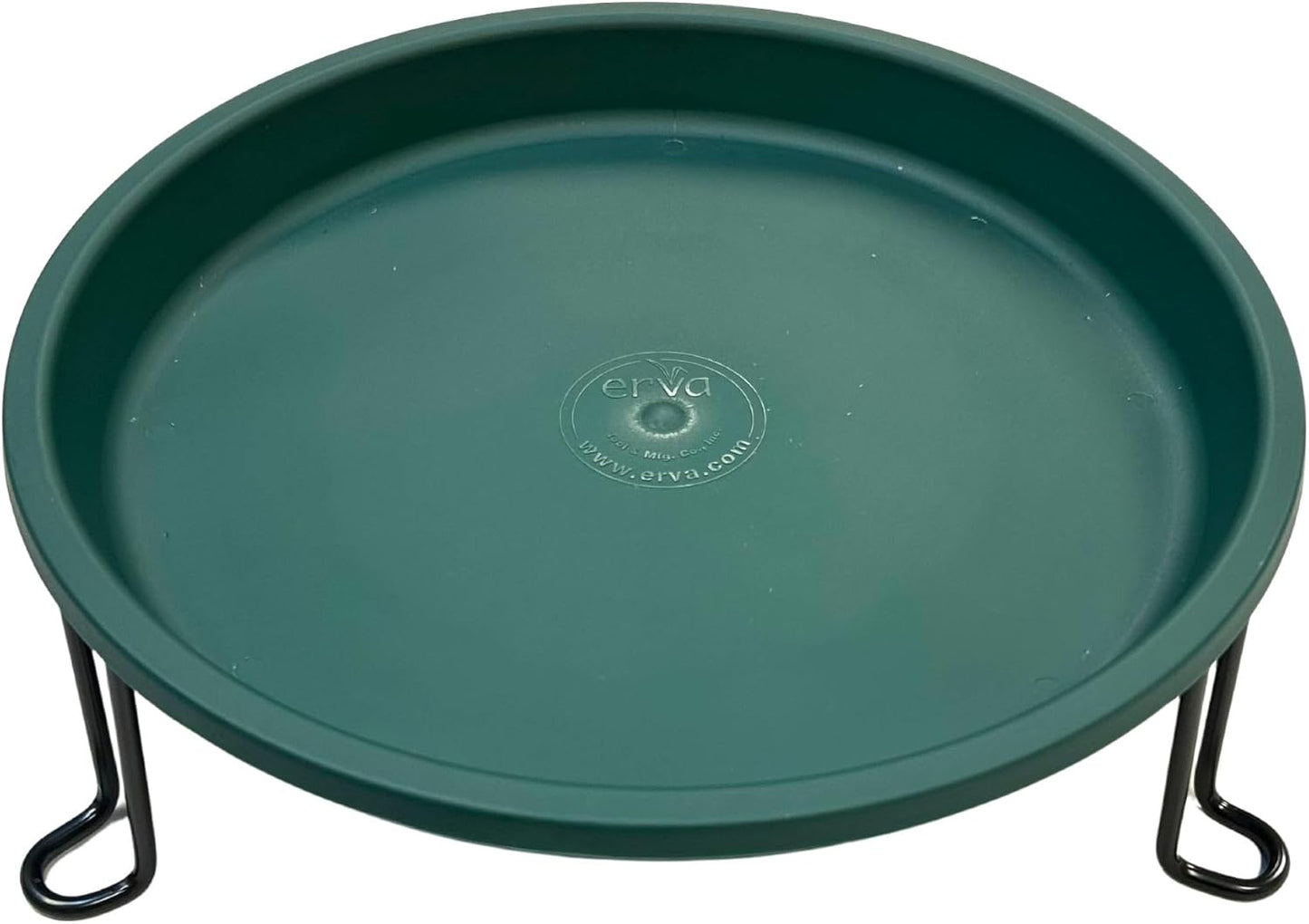 Ground Level Bird Bath - Floor Standing Bird Bath for Patio, Garden, or Deck - Black Steel Wire with Green Dish - Made in USA - Erva BA5SL