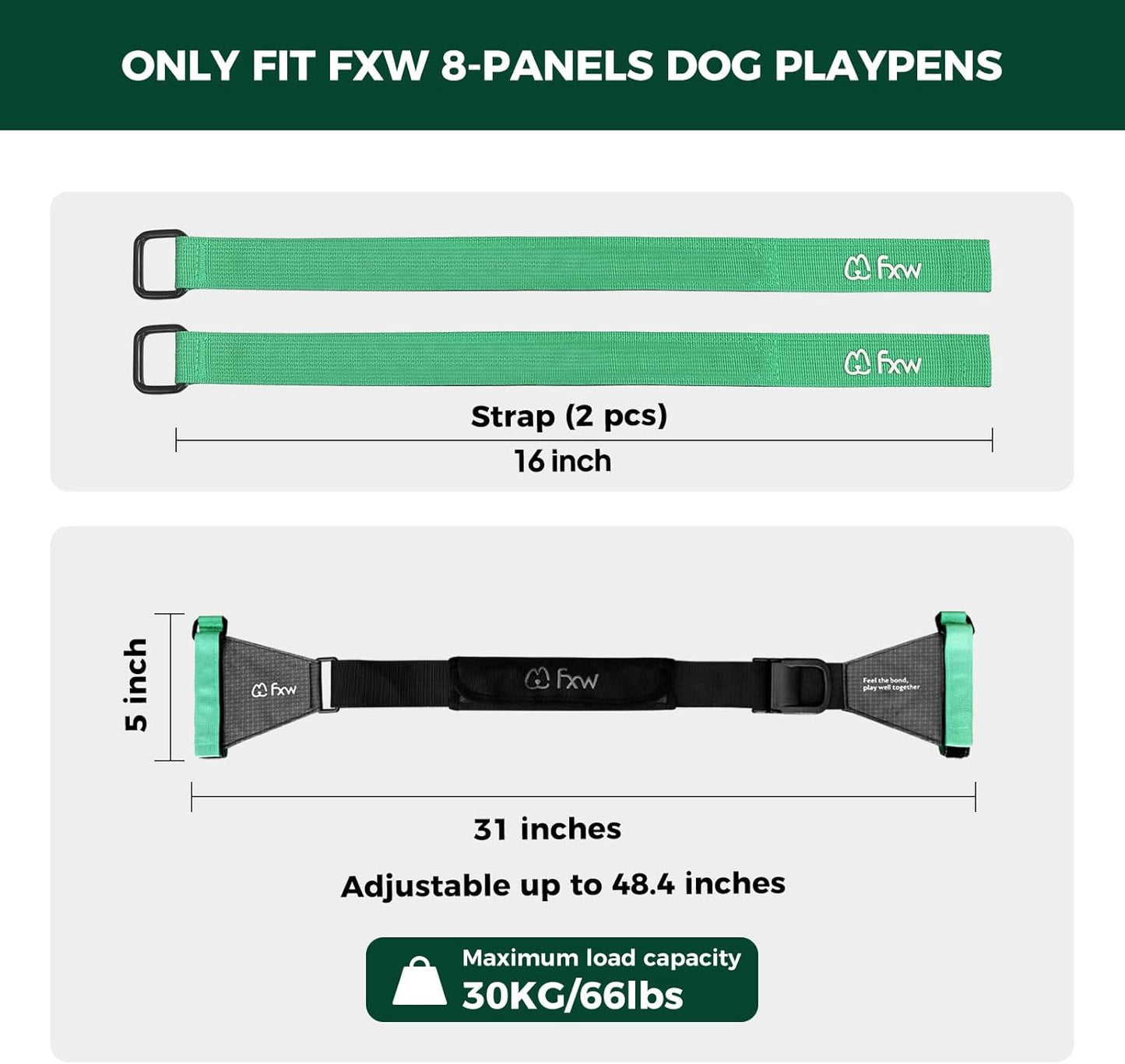 FXW Effort-Saving & Easy-Carry Shoulder Straps, Fit 8-Panel of All Heights Dog Playpen, Designed for RV Trips │Patented