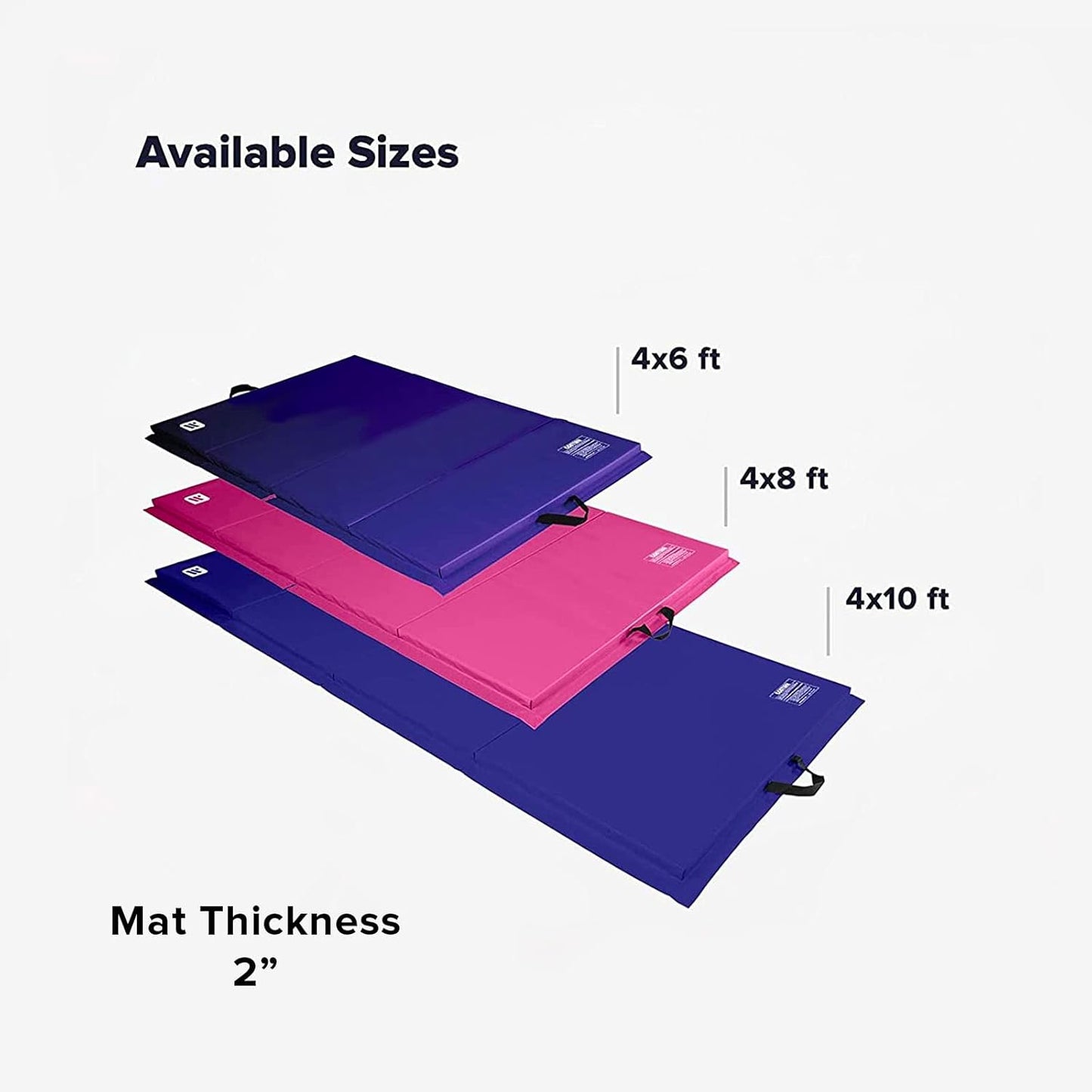We Sell Mats - 4 ft x 8 ft x 2 in Personal Fitness & Exercise Mat for Home Workout - Lightweight and Folds for Carrying – All Purpose Home Gym Mat – Thick Mat for Yoga, Pilates, Stretches, and Floor Exercises