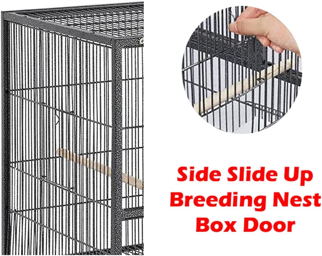 1/2/3-Combo Stacker Center Divided Breeder Breeding Bird Flight Double Rolling Cage for Aviaries Canaries Cockatiels Lovebirds Finches Budgies Small Parrots (Black Vein, One Stacker)