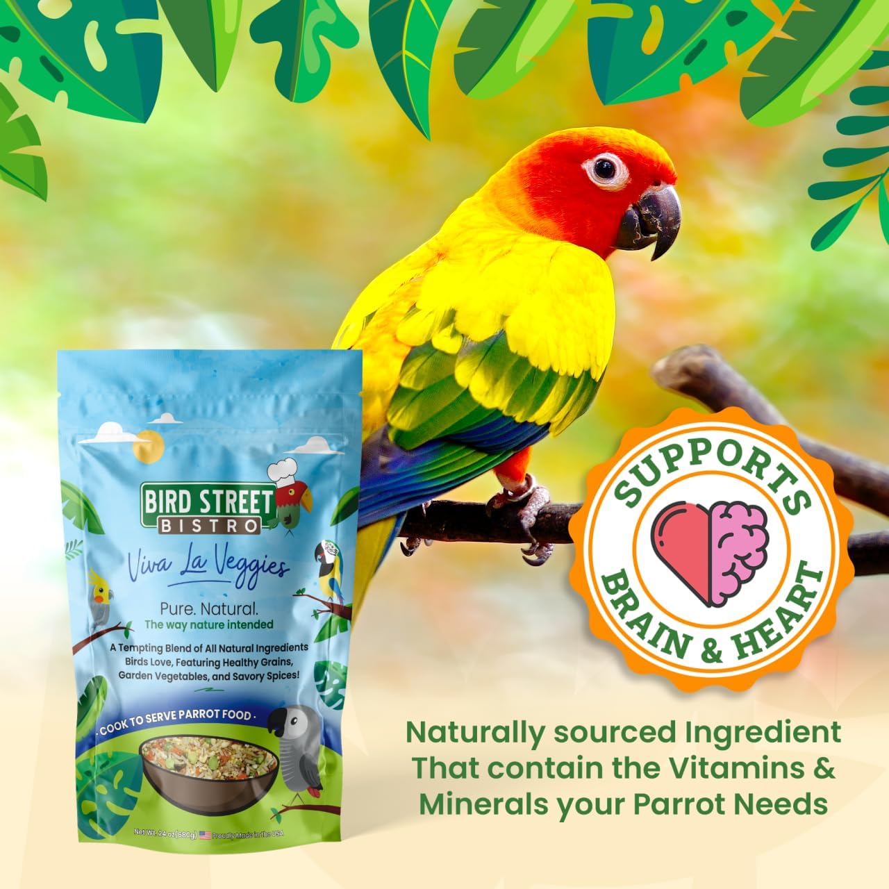 Parrot Food - Parakeet - Cockatiel - Cooks in 3-15 min w/Natural & Organic Grains - Legumes - Non-GMO Fruits, Vegetables, & Healthy Spices
