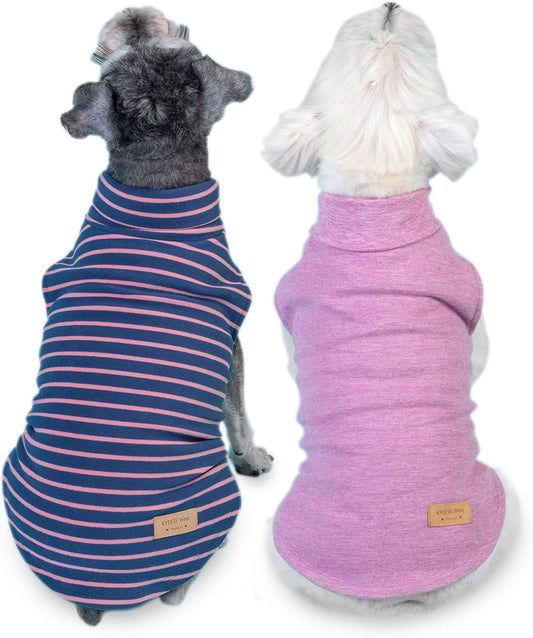 KYEESE 2Pack Dog Sweater Pullover Dog Sweaters for Small Dogs Girl Soft Dogs Clothes Stretchy Pet Sweatshirt Warm Dachshund Clothes Small Pets Sweaters Turtleneck Pet Coats