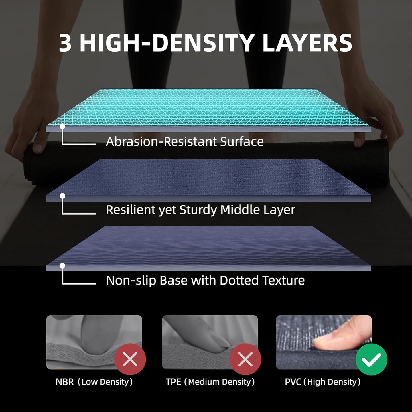 Large Exercise Mat for Home Workout,12‘x6’/10'x6'/9'x6'/8'x6'/7'x5'/6'x4' (7mm) Extra Thick Workout Mat, High-Density Gym Mat for Cardio, Jump Rope, MMA, Weights (Shoe-Friendly)